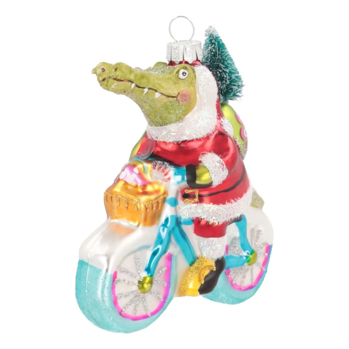 Hanger Crocodile On Bike Multicoloured Glass 13 Cm