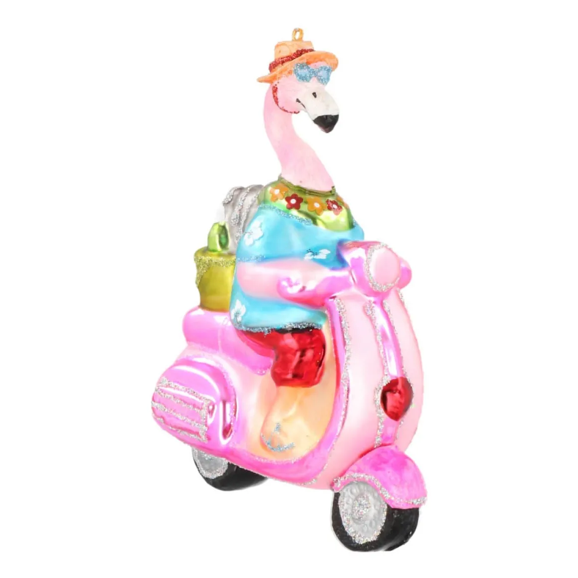 Hanger Flamingo On Scooter Multicoloured Glass 13 Cm