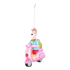 Hanger Flamingo On Scooter Multicoloured Glass 13 Cm