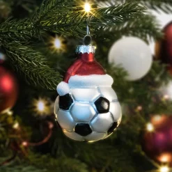 Hanger Football Black Silver Glass 8 Cm