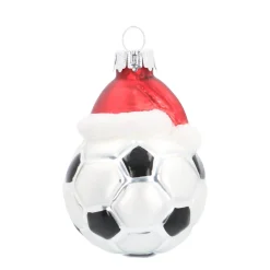 Hanger Football Black Silver Glass 8 Cm