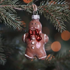 Hanger Gingerbread Man Brown Glass 8 Cm