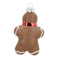 Hanger Gingerbread Man Brown Glass 8 Cm