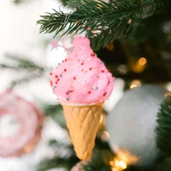 Hanger Ice Cream Pink Glass 12 Cm