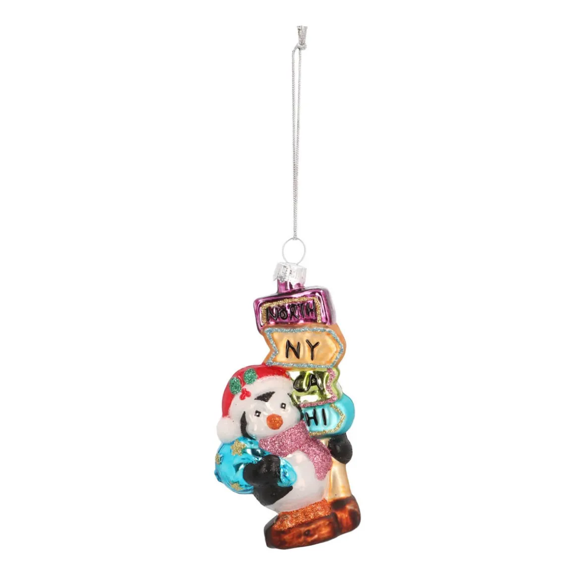 Hanger Penguin With Sign Multicoloured Glass 10 Cm