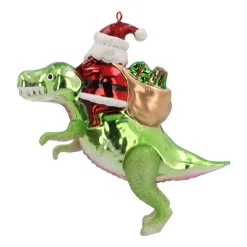 Hanger Santa On T. Rex Red Green Glass 13 Cm