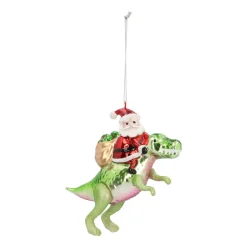 Hanger Santa On T. Rex Red Green Glass 13 Cm