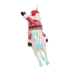 Hanger Santa On Unicorn Multicoloured Glass 12 Cm