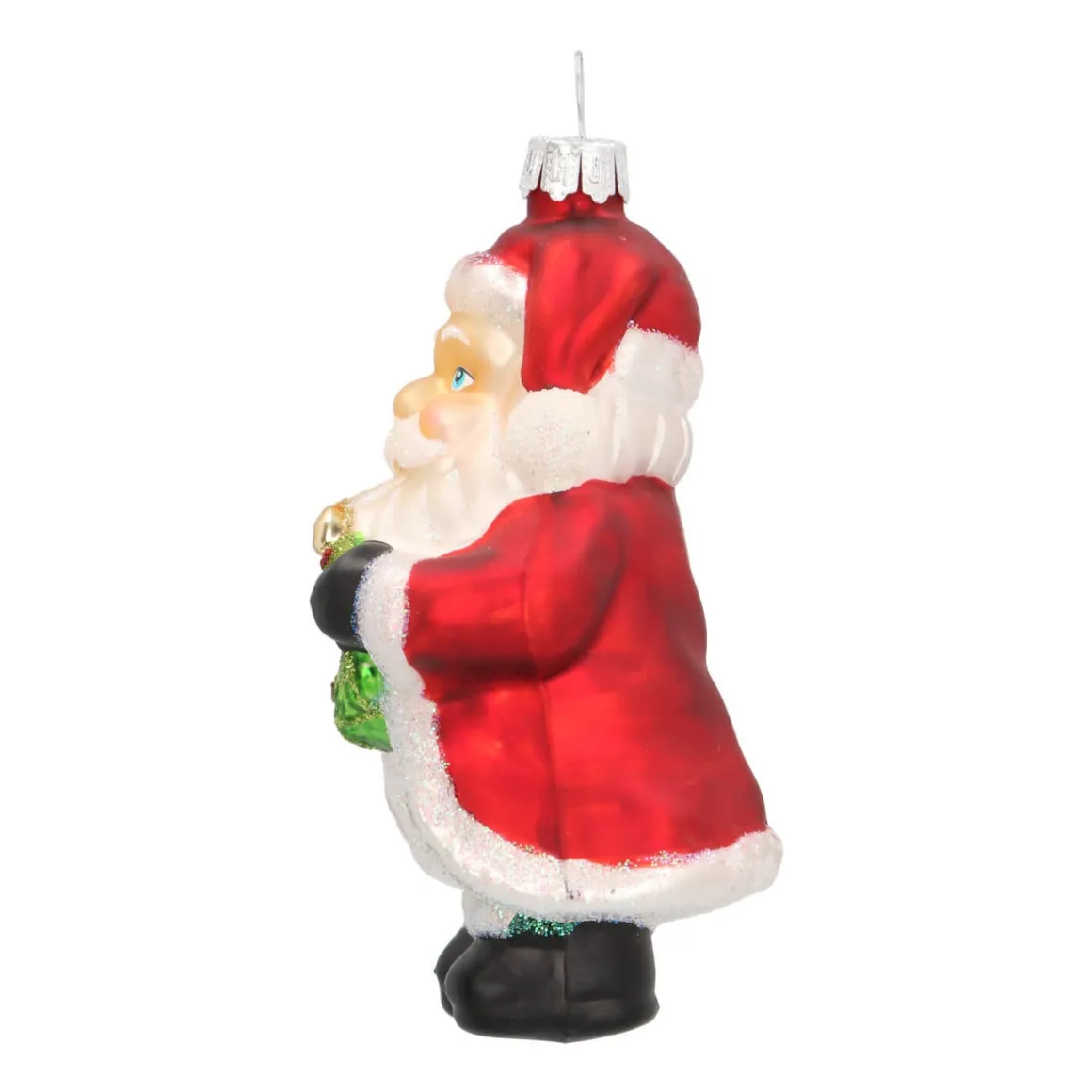 Hanger Santa With Wreath Red Glass 10 Cm
