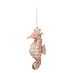 Hanger Seahorse Pink Glass 13 Cm