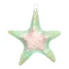 Hanger Starfish Green Pink Glass 11 Cm