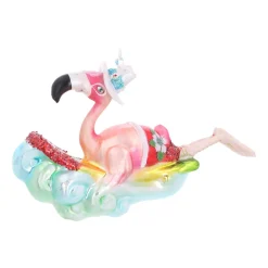 Hanger Surfing Flamingo Multicoloured Glass 15 Cm