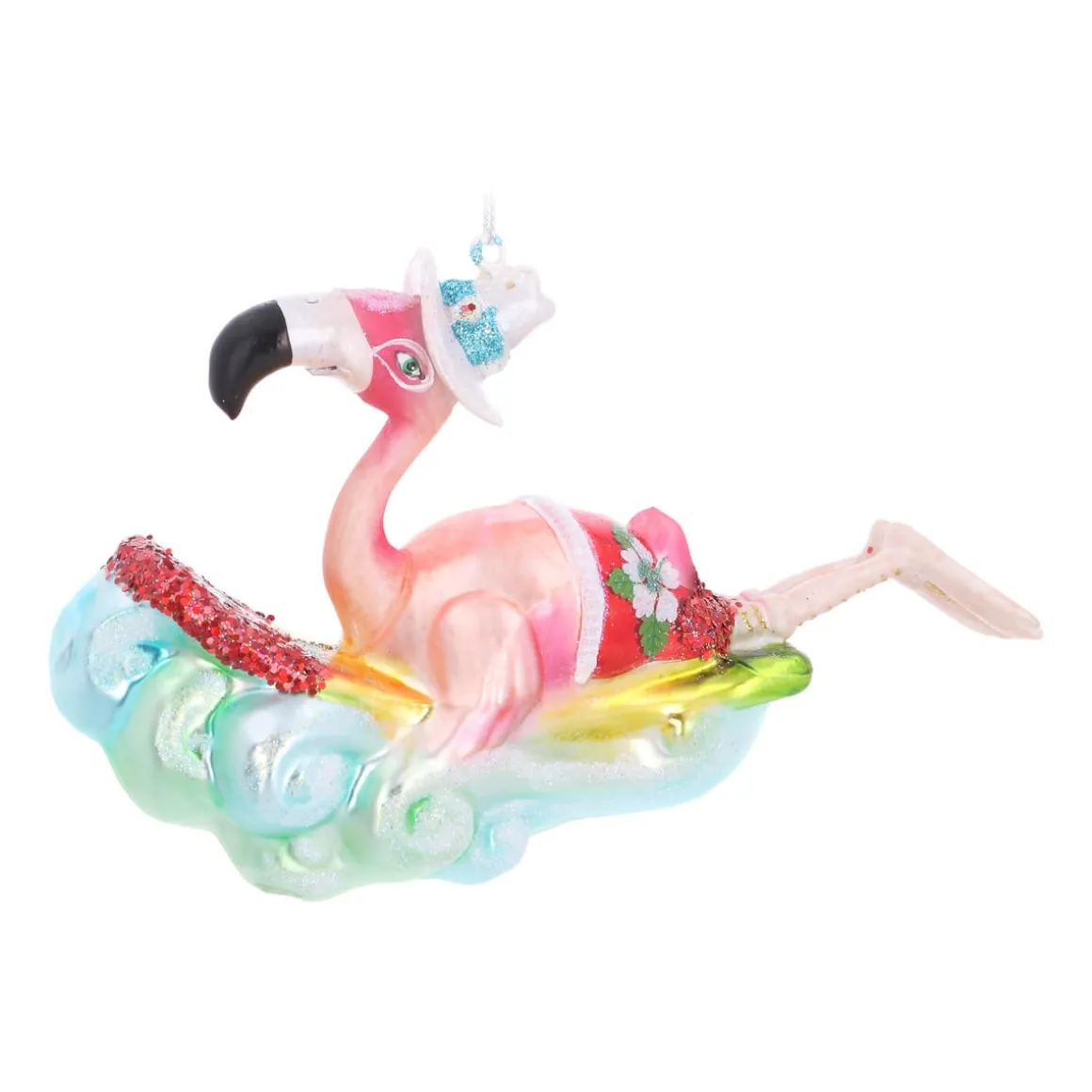 Hanger Surfing Flamingo Multicoloured Glass 15 Cm