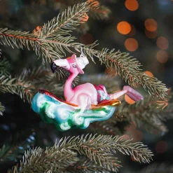 Hanger Surfing Flamingo Multicoloured Glass 15 Cm