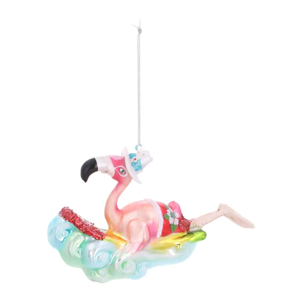 Hanger Surfing Flamingo Multicoloured Glass 15 Cm