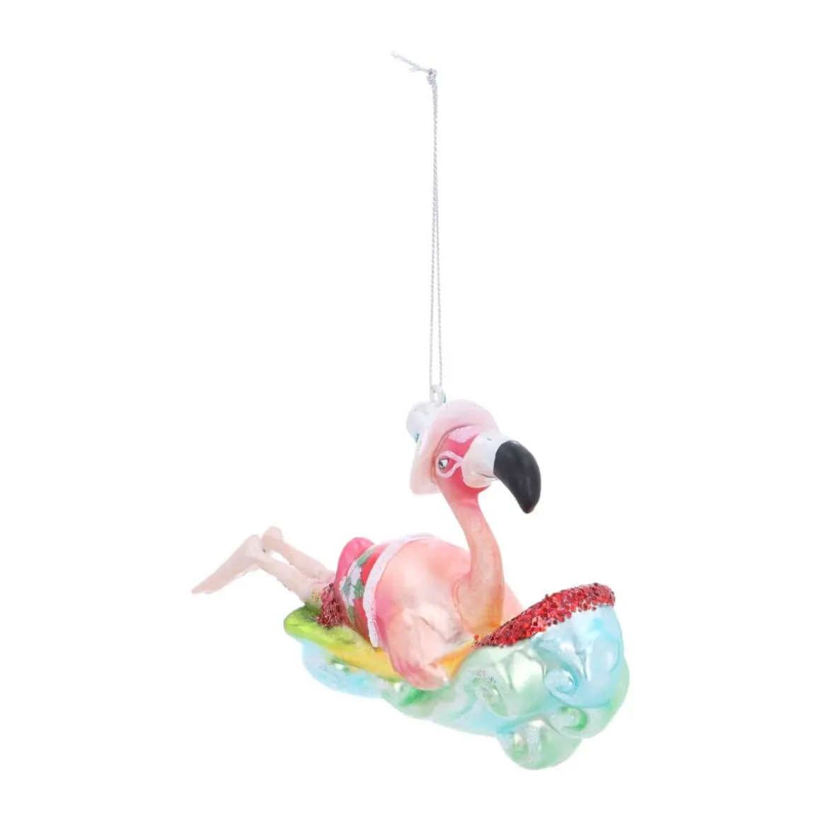 Hanger Surfing Flamingo Multicoloured Glass 15 Cm