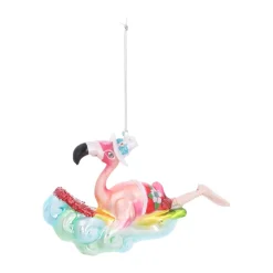 Hanger Surfing Flamingo Multicoloured Glass 15 Cm