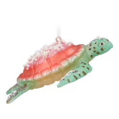 Hanger Turtle Green Pink Glass 13 Cm