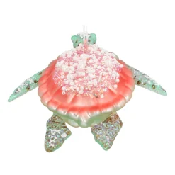 Hanger Turtle Green Pink Glass 13 Cm