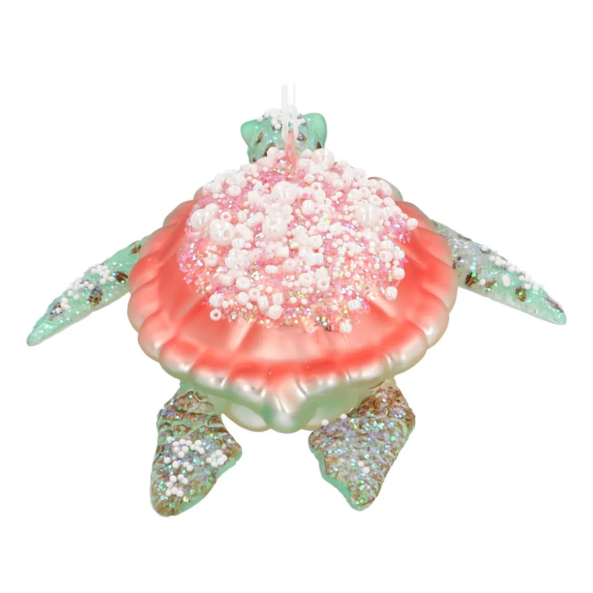 Hanger Turtle Green Pink Glass 13 Cm
