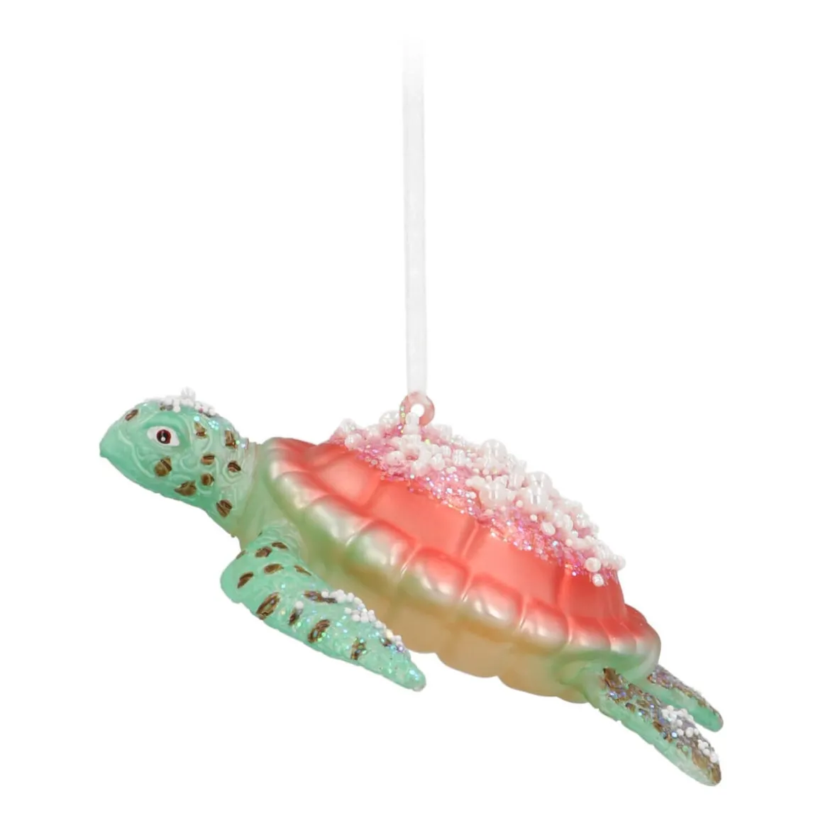 Hanger Turtle Green Pink Glass 13 Cm