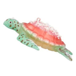 Hanger Turtle Green Pink Glass 13 Cm