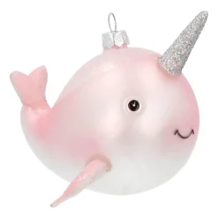 Hanger Whale Unicorn Pink Glass 10 Cm