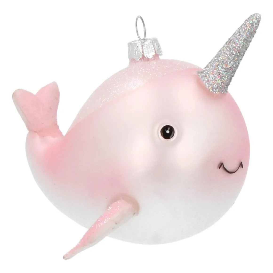 Hanger Whale Unicorn Pink Glass 10 Cm