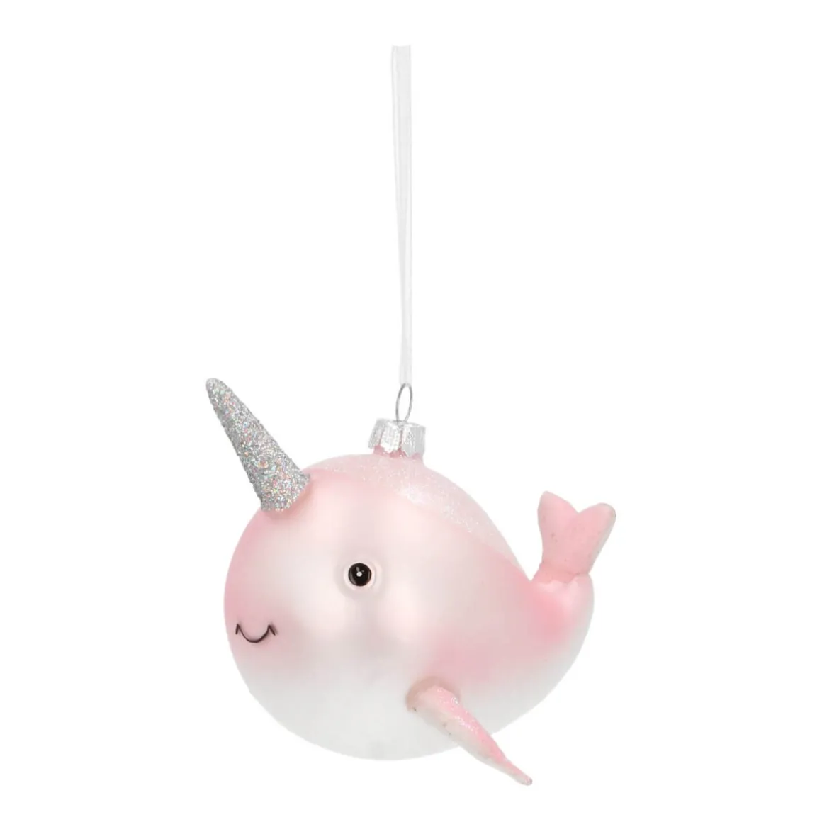 Hanger Whale Unicorn Pink Glass 10 Cm