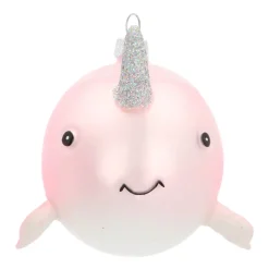 Hanger Whale Unicorn Pink Glass 10 Cm