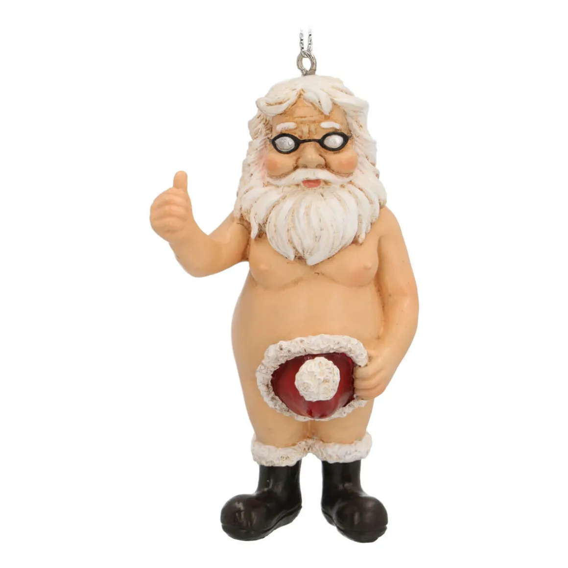 Hanging Naked Santa Decoration 9cm Polyresin