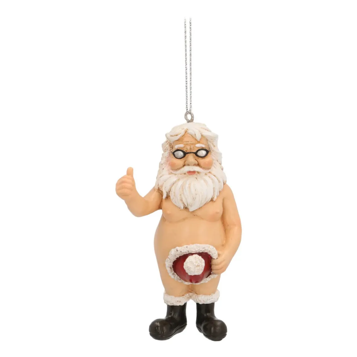 Hanging Naked Santa Decoration 9cm Polyresin