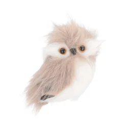 Hanging Owl Ornament | Light Brown | Plush 'Faux Fur' | 9cm / 3"