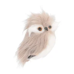 Hanging Owl Ornament | Light Brown | Plush 'Faux Fur' | 9cm / 3
