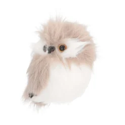 Hanging Owl Ornament | Light Brown | Plush 'Faux Fur' | 9cm / 3