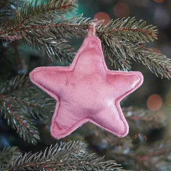 Hanging Star Decoration Flannel 12cm Antique Pink