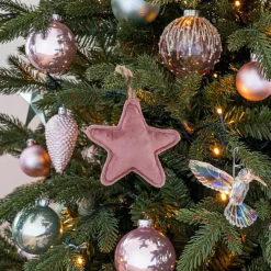 Hanging Star Decoration Flannel 12cm Antique Pink