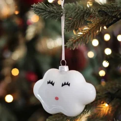 Happy Cloud Christmas Ornament | Glass | 8 Cm