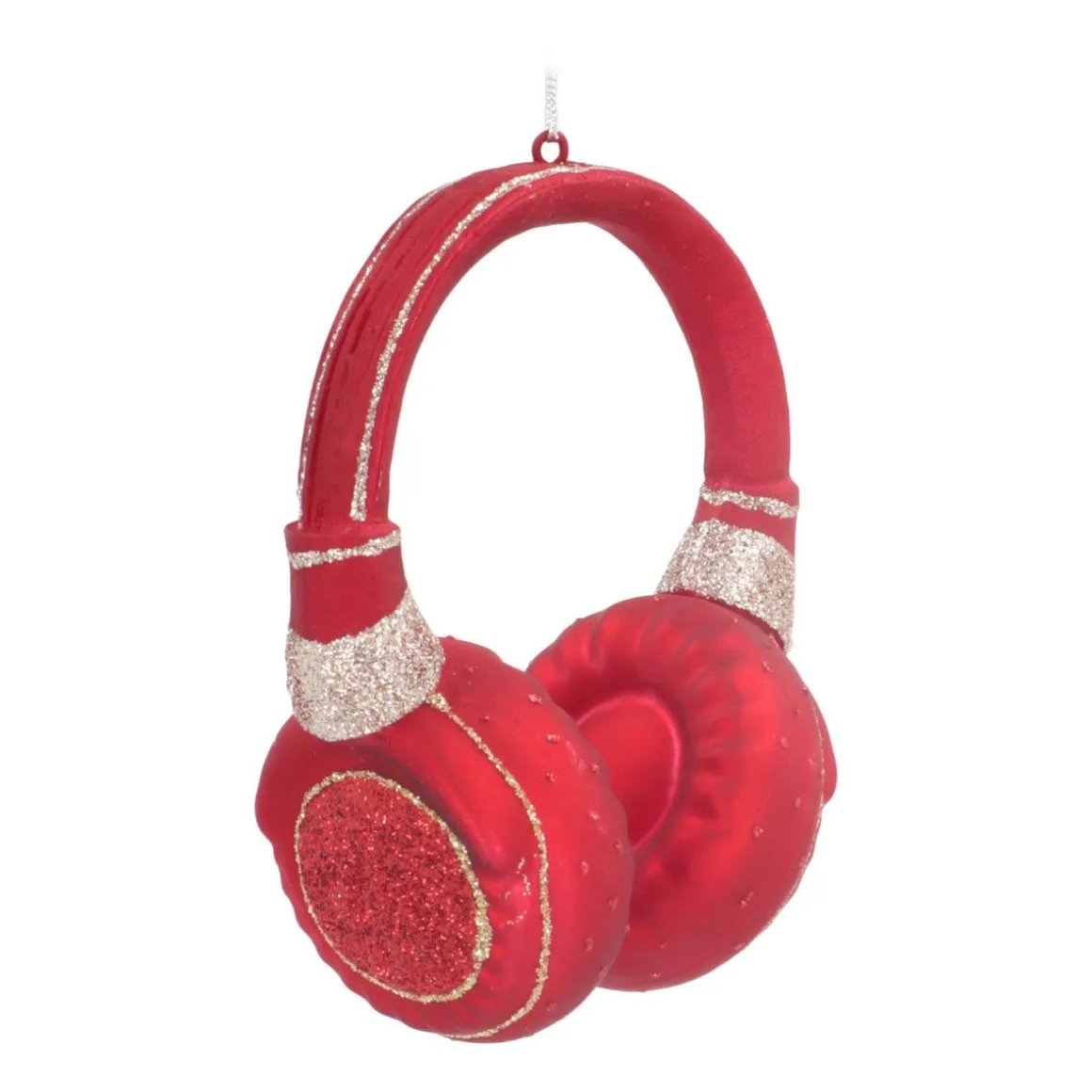 Headphone Christmas Ornament | Glass | Red | 10cm