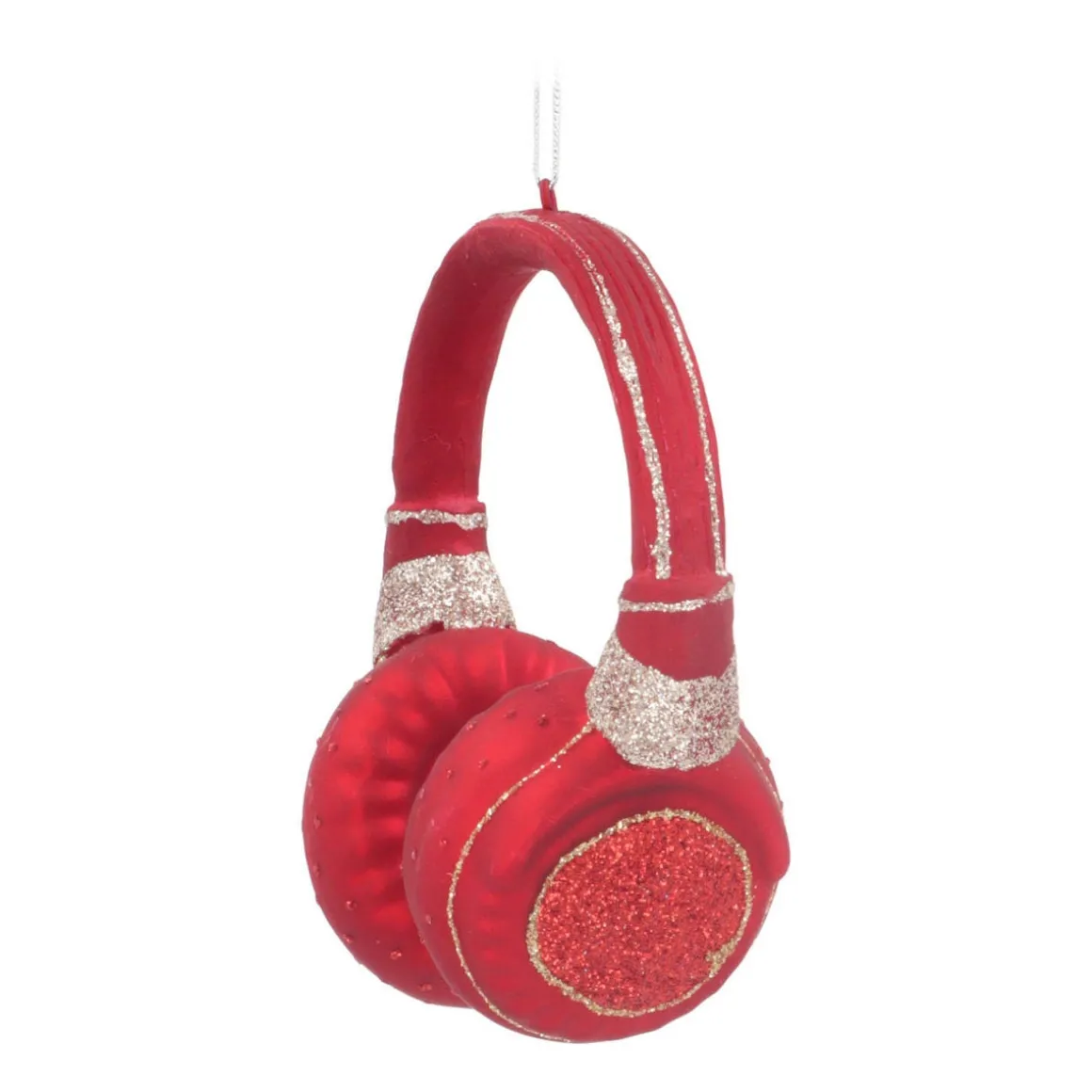 Headphone Christmas Ornament | Glass | Red | 10cm