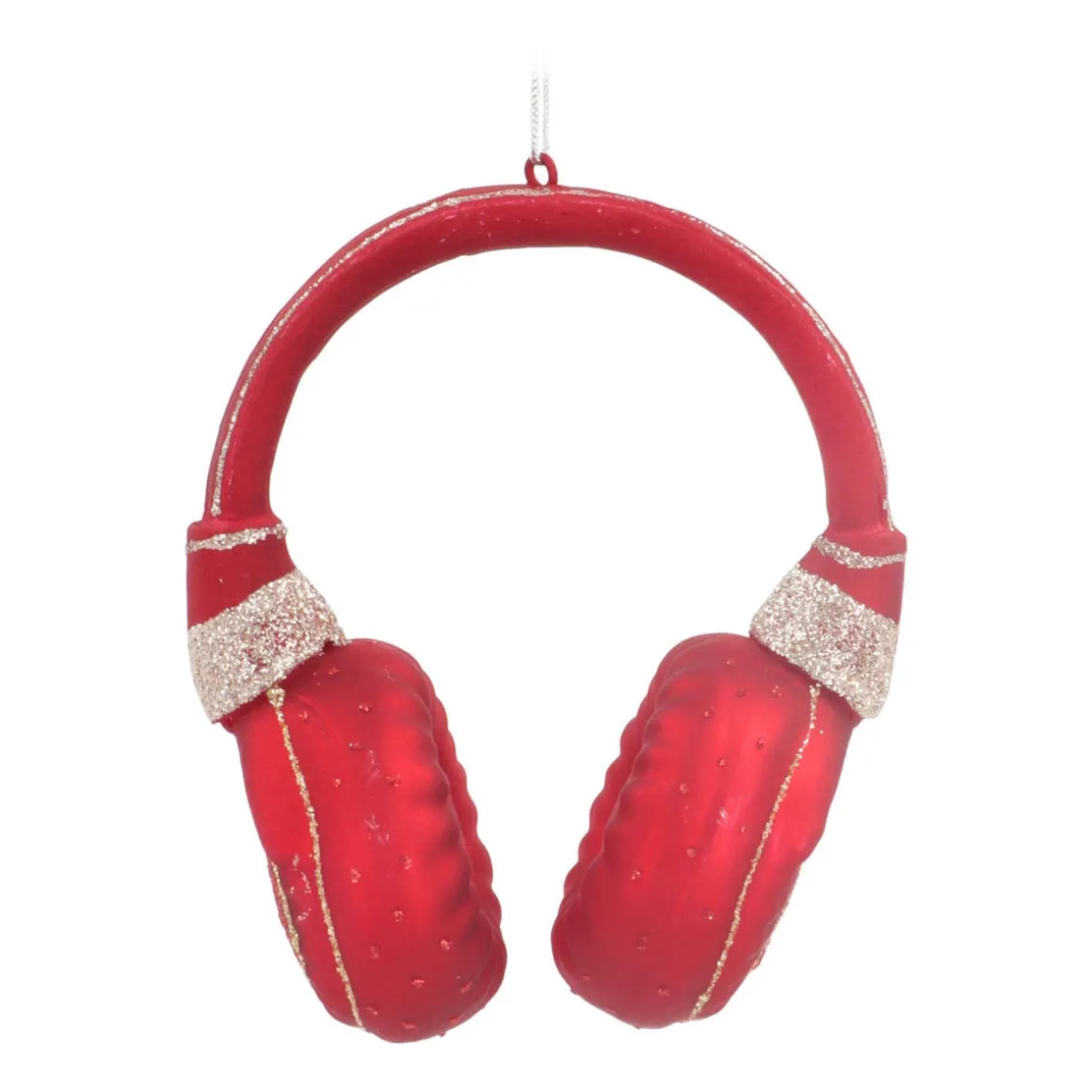 Headphone Christmas Ornament | Glass | Red | 10cm