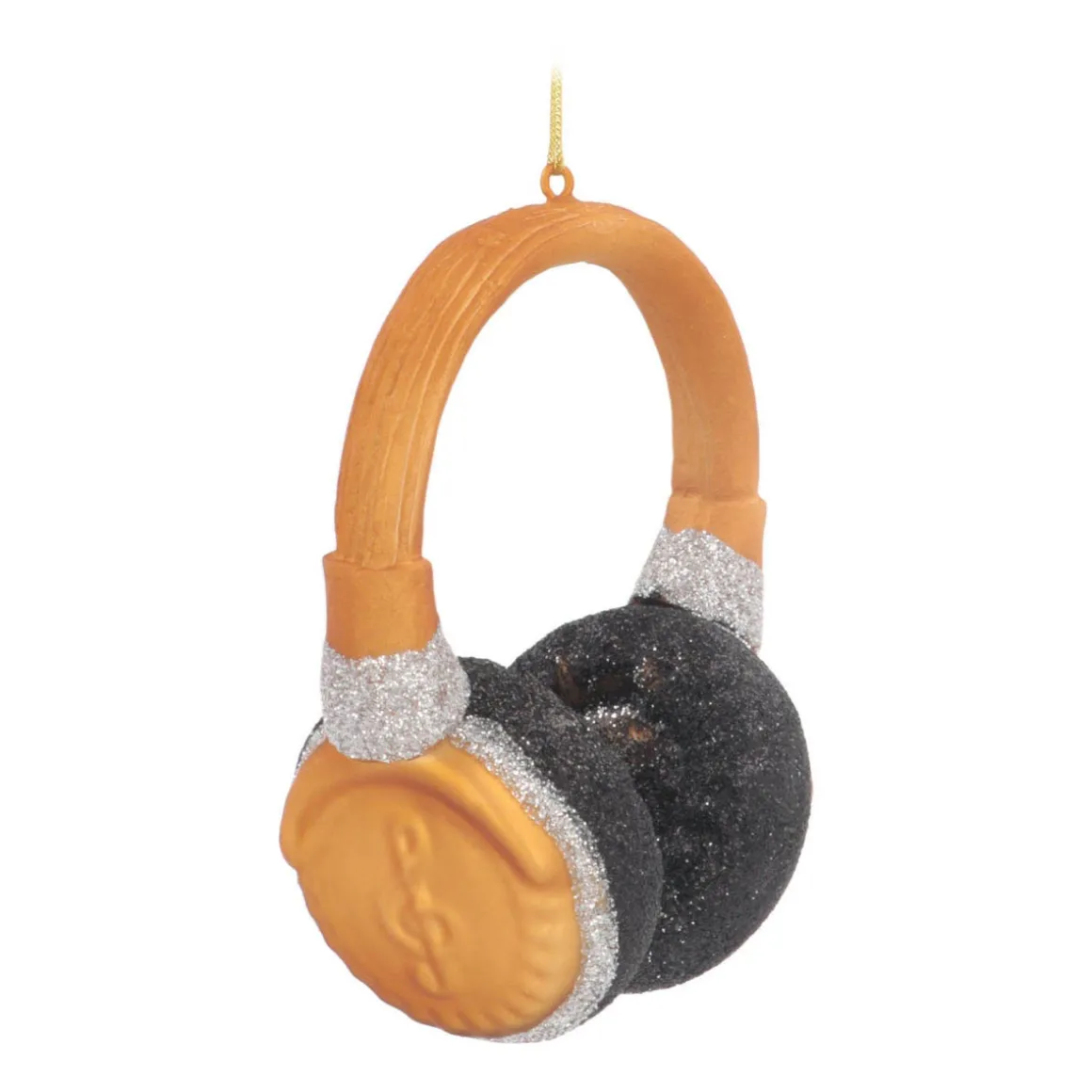 Headphone Christmas Ornament | Glass | Gold | 10cm