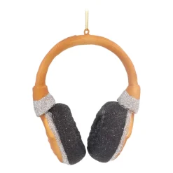 Headphone Christmas Ornament | Glass | Gold | 10cm