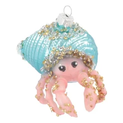Hermit Crab Glass Hanging Figurine 9cm Pink