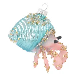 Hermit Crab Glass Hanging Figurine 9cm Pink