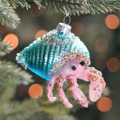 Hermit Crab Glass Hanging Figurine 9cm Pink