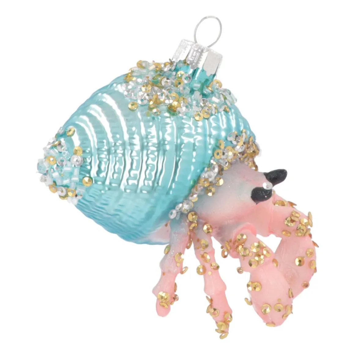 Hermit Crab Glass Hanging Figurine 9cm Pink
