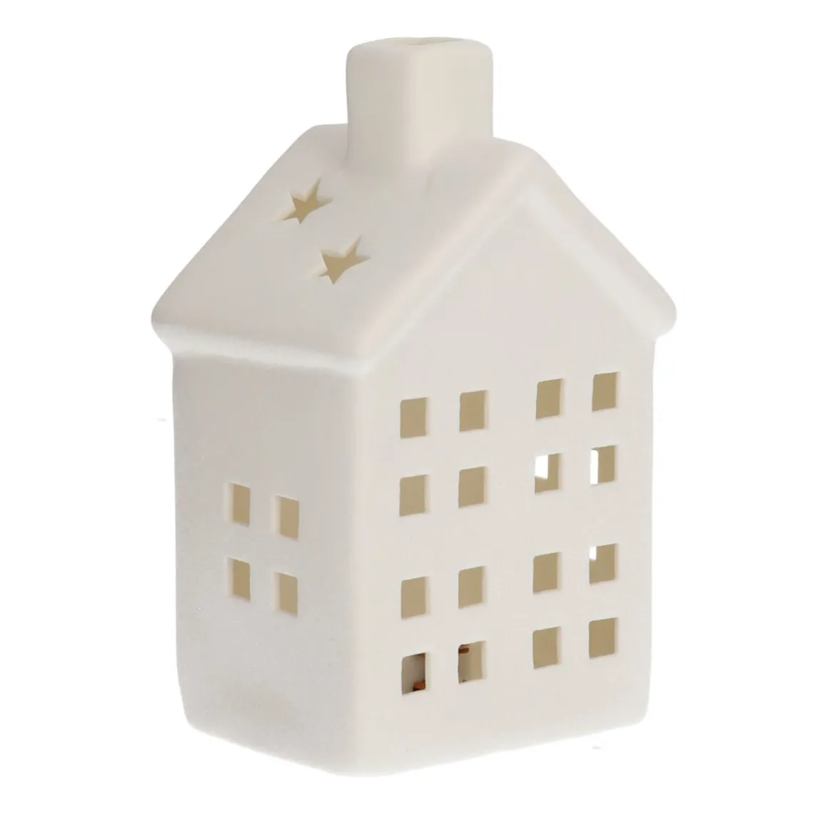 House With LED White 14 Cm Porcelain