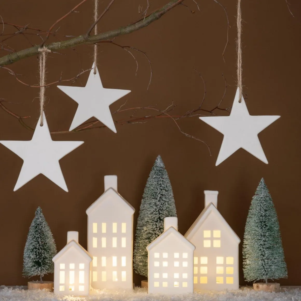 House With LED White 21 Cm Porcelain
