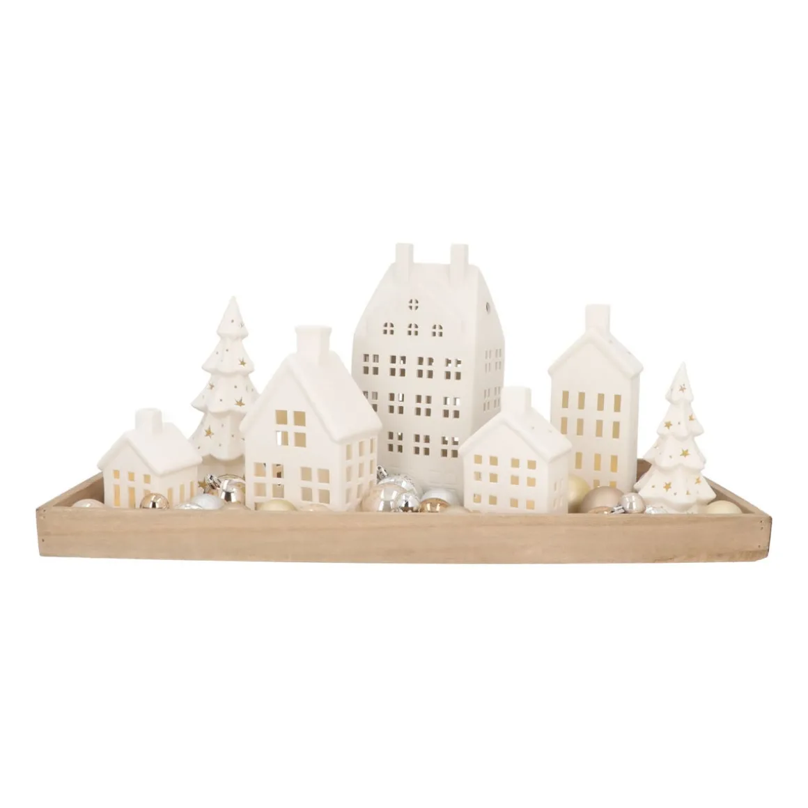 House With LED White 21 Cm Porcelain